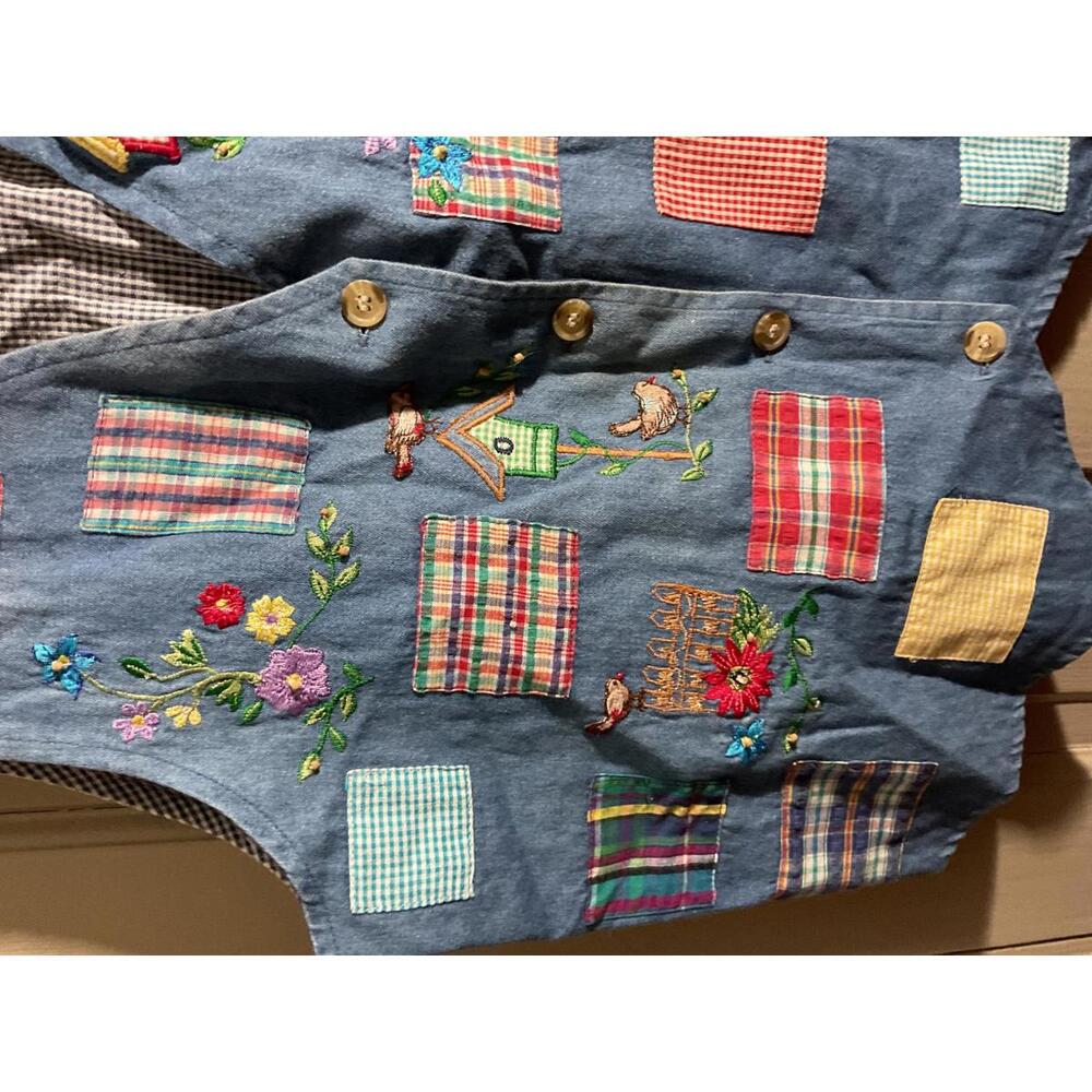 Vintage Embroidered Patchwork Vest by Casey & Max M/Large - Picture 4 of 8